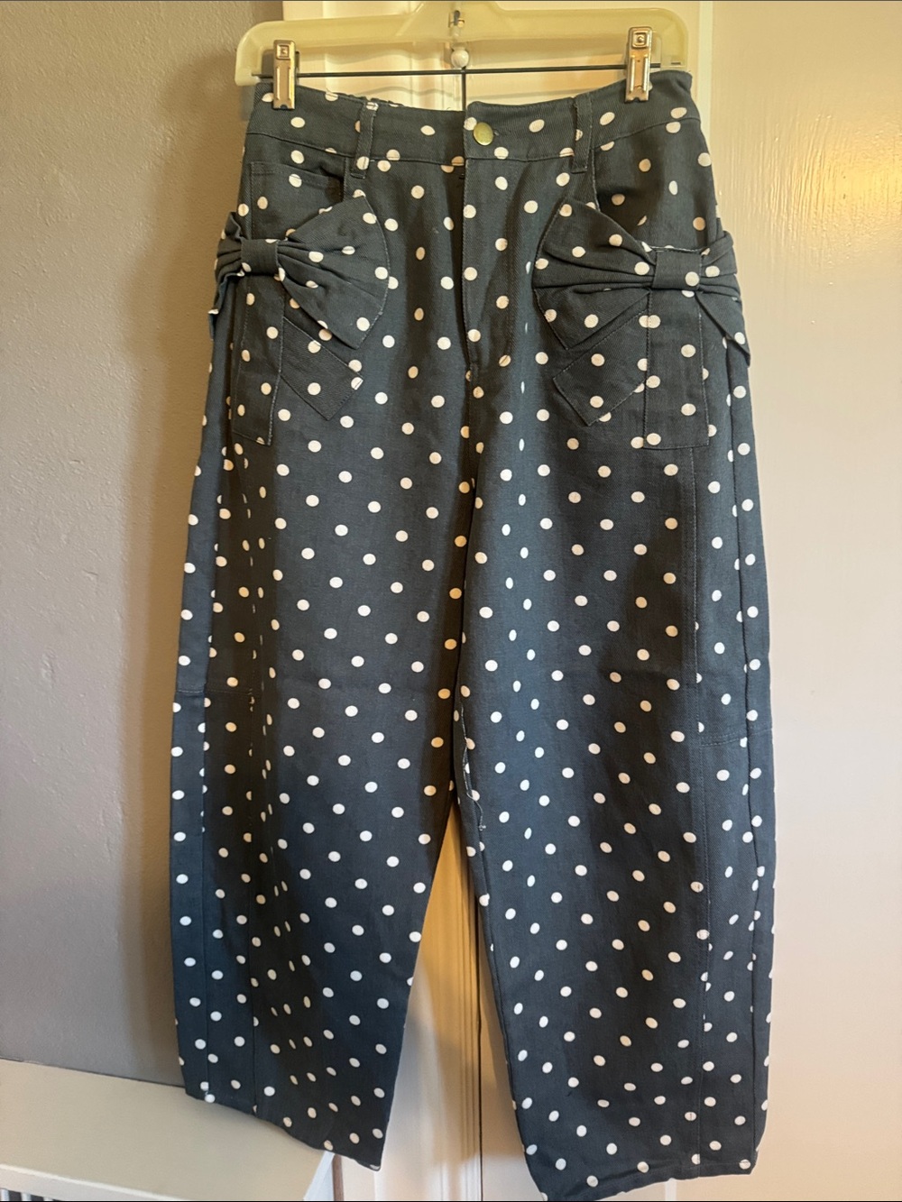 Oddi Los Angeles Polka Dot Elastic Waist jeans - Grey & White - Picture 2 of 5